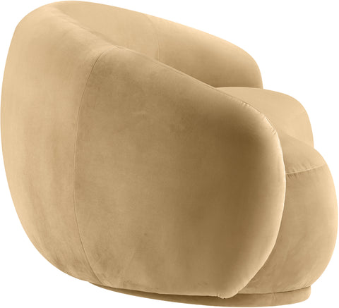 Delaney 77" Camel Velvet Upholstered Loveseat, 1 Piece