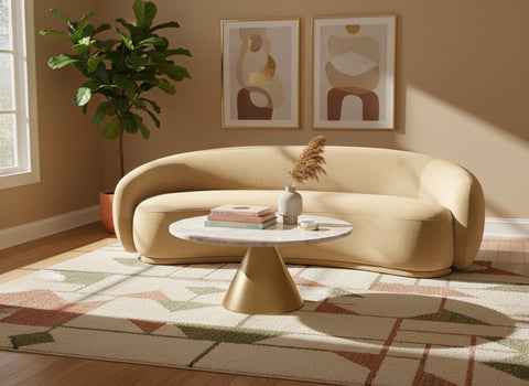 Delaney 93" Camel Velvet Upholstered Sofa, 1 Piece