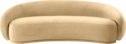 Delaney 93" Camel Velvet Upholstered Sofa, 1 Piece