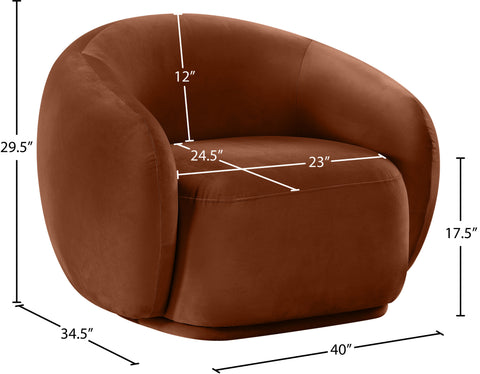 Delaney Cognac Velvet Upholstered Chair, 1 Piece