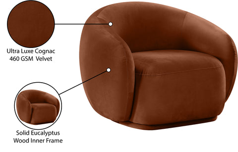 Delaney Cognac Velvet Upholstered Chair, 1 Piece