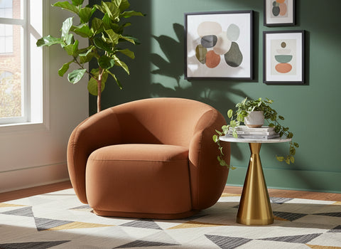 Delaney Cognac Velvet Upholstered Chair, 1 Piece
