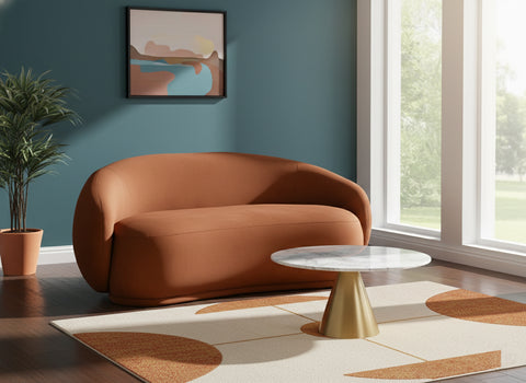 Delaney 77" Cognac Velvet Upholstered Loveseat, 1 Piece