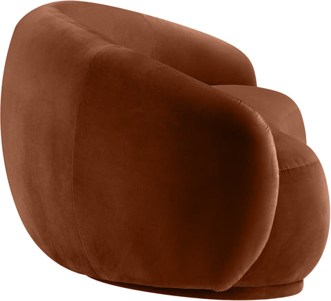 Delaney 77" Cognac Velvet Upholstered Loveseat, 1 Piece