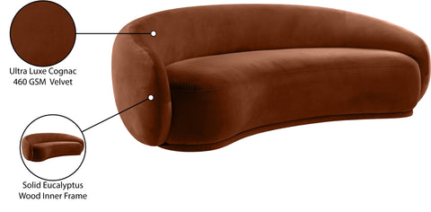 Delaney 93" Cognac Velvet Upholstered Sofa, 1 Piece