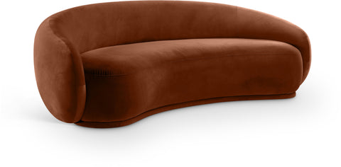 Delaney 93" Cognac Velvet Upholstered Sofa, 1 Piece