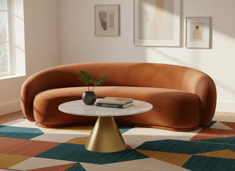 Delaney 93" Cognac Velvet Upholstered Sofa, 1 Piece