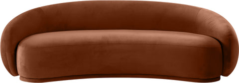 Delaney 93" Cognac Velvet Upholstered Sofa, 1 Piece