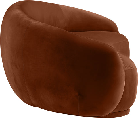 Delaney 93" Cognac Velvet Upholstered Sofa, 1 Piece