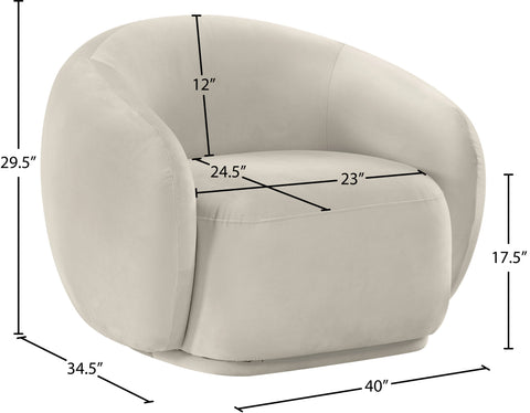 Delaney Cream Velvet Upholstered Chair, 1 Piece