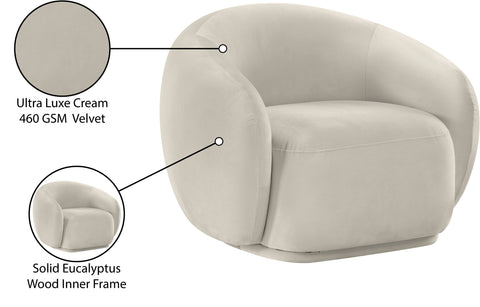 Delaney Cream Velvet Upholstered Chair, 1 Piece