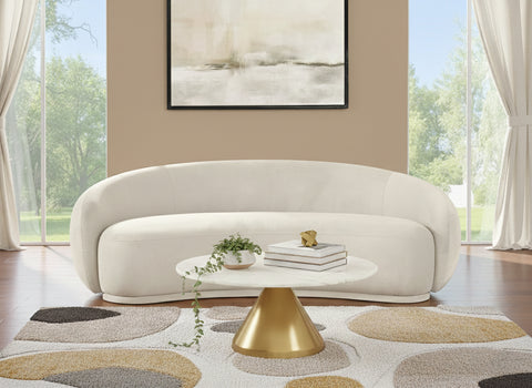 Delaney 93" Cream Velvet Upholstered Sofa, 1 Piece
