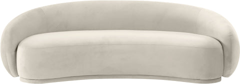 Delaney 93" Cream Velvet Upholstered Sofa, 1 Piece