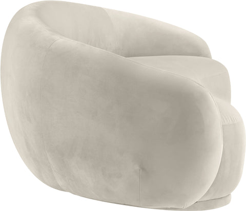 Delaney 93" Cream Velvet Upholstered Sofa, 1 Piece