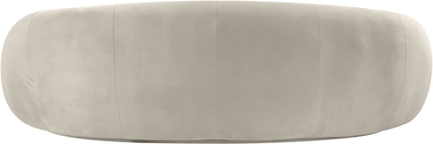 Delaney 93" Cream Velvet Upholstered Sofa, 1 Piece