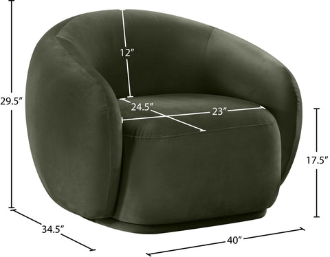 Delaney Green Velvet Upholstered Chair, 1 Piece