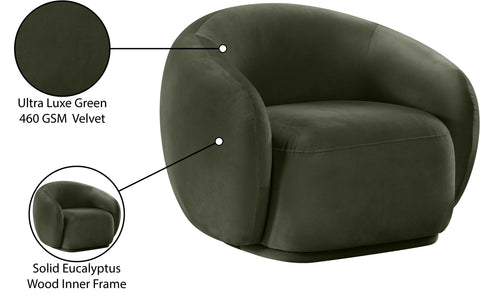 Delaney Green Velvet Upholstered Chair, 1 Piece