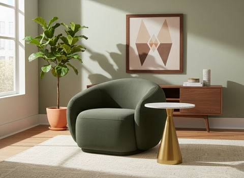 Delaney Green Velvet Upholstered Chair, 1 Piece