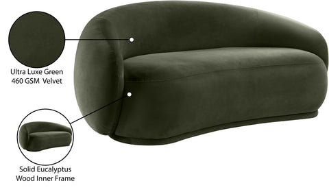 Delaney 77" Green Velvet Upholstered Loveseat, 1 Piece
