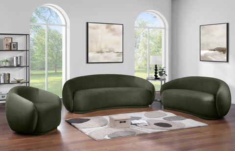 Delaney 77" Green Velvet Upholstered Loveseat, 1 Piece