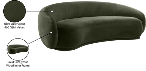 Delaney 93" Green Velvet Upholstered Sofa, 1 Piece