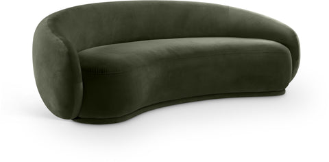 Delaney 93" Green Velvet Upholstered Sofa, 1 Piece