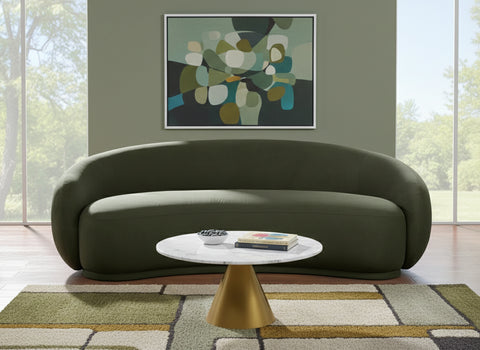 Delaney 93" Green Velvet Upholstered Sofa, 1 Piece