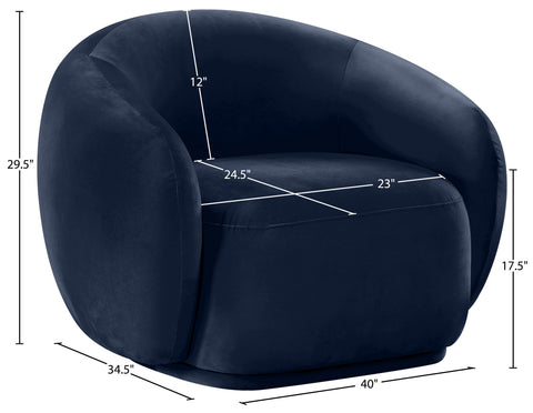 Delaney Navy Velvet Upholstered Chair, 1 Piece