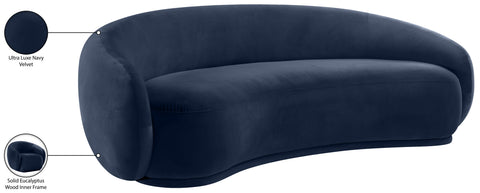 Delaney 93" Navy Velvet Upholstered Sofa, 1 Piece