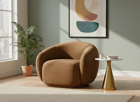 Delaney Saddle Velvet Upholstered Chair, 1 Piece