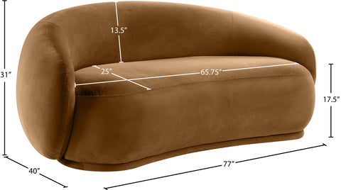 Delaney 77" Saddle Velvet Upholstered Loveseat, 1 Piece