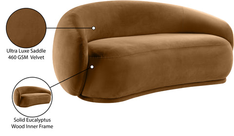Delaney 77" Saddle Velvet Upholstered Loveseat, 1 Piece