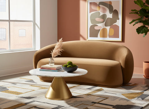 Delaney 77" Saddle Velvet Upholstered Loveseat, 1 Piece