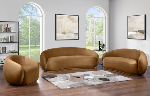 Delaney 77" Saddle Velvet Upholstered Loveseat, 1 Piece