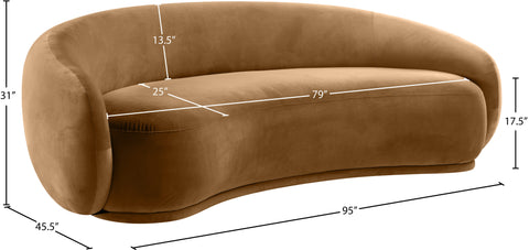 Delaney 93" Saddle Velvet Upholstered Sofa, 1 Piece