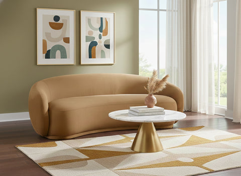 Delaney 93" Saddle Velvet Upholstered Sofa, 1 Piece
