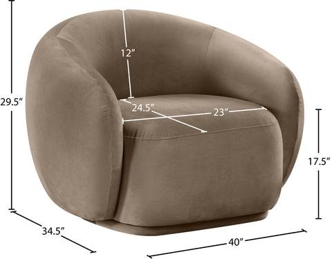 Delaney Taupe Velvet Upholstered Chair, 1 Piece