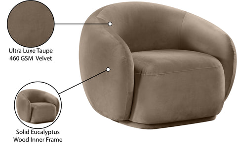 Delaney Taupe Velvet Upholstered Chair, 1 Piece