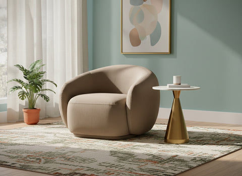 Delaney Taupe Velvet Upholstered Chair, 1 Piece
