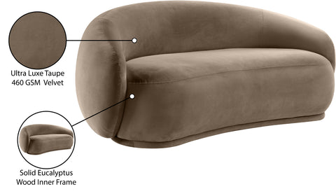 Delaney 77" Taupe Velvet Upholstered Loveseat, 1 Piece