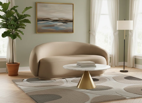 Delaney 77" Taupe Velvet Upholstered Loveseat, 1 Piece