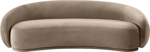 Delaney 93" Taupe Velvet Upholstered Sofa, 1 Piece