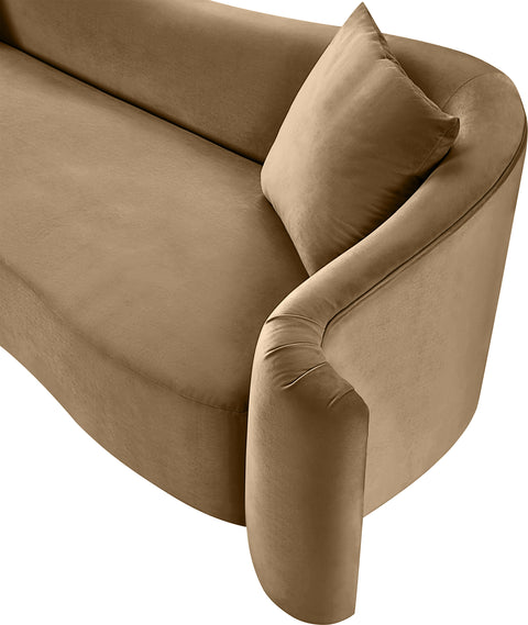 Elara 70" Beige Velvet Upholstered Loveseat, 1 Piece