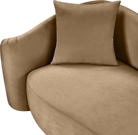 Elara 70" Beige Velvet Upholstered Loveseat, 1 Piece