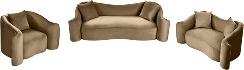 Elara 70" Beige Velvet Upholstered Loveseat, 1 Piece