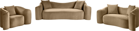 Elara 70" Beige Velvet Upholstered Loveseat, 1 Piece