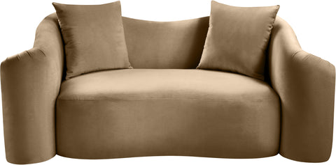 Elara 70" Beige Velvet Upholstered Loveseat, 1 Piece