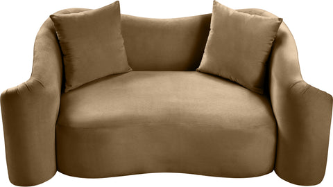Elara 70" Beige Velvet Upholstered Loveseat, 1 Piece