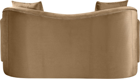 Elara 70" Beige Velvet Upholstered Loveseat, 1 Piece