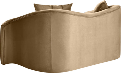 Elara 70" Beige Velvet Upholstered Loveseat, 1 Piece